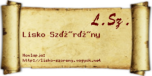 Lisko Szörény névjegykártya